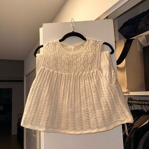 Zara Cream Sleeveless Knit Top & Skirt Set